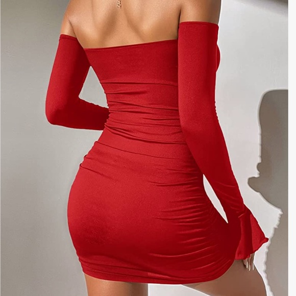 Red Long Sleeve Mini Dress in XS - Picture 3 of 3